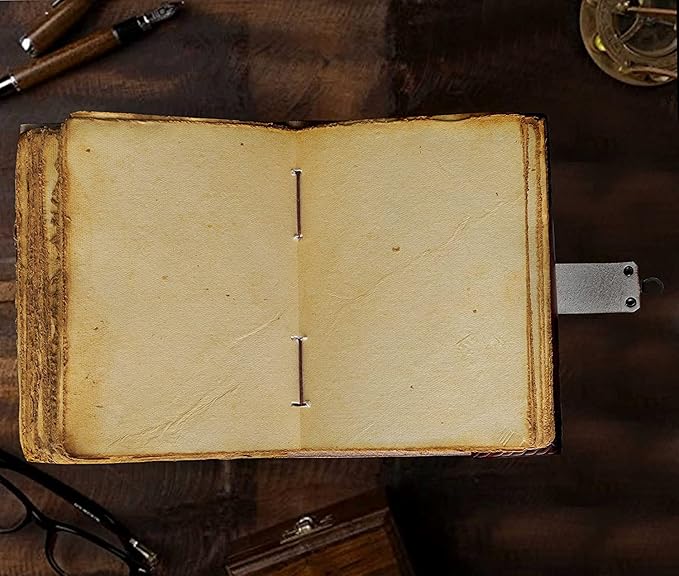 cuero 3 Moon Blue Lapiz Embossed Vintage Leather Journal for Men & Women - 140 Pages, Antique Handmade Deckle Edge Vintage Paper, Leather Journal Writing Notebook Dairy Gift (7 inch by 10 inch, Brown)