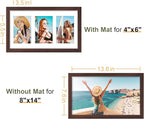 Vittanly 8x14 Picture Frames Collage, Displays 3Pcs 4x6 Pictures with Mat, Collage Picture Frame for Horizontal or Vertical Display, Brown, 1 Pack