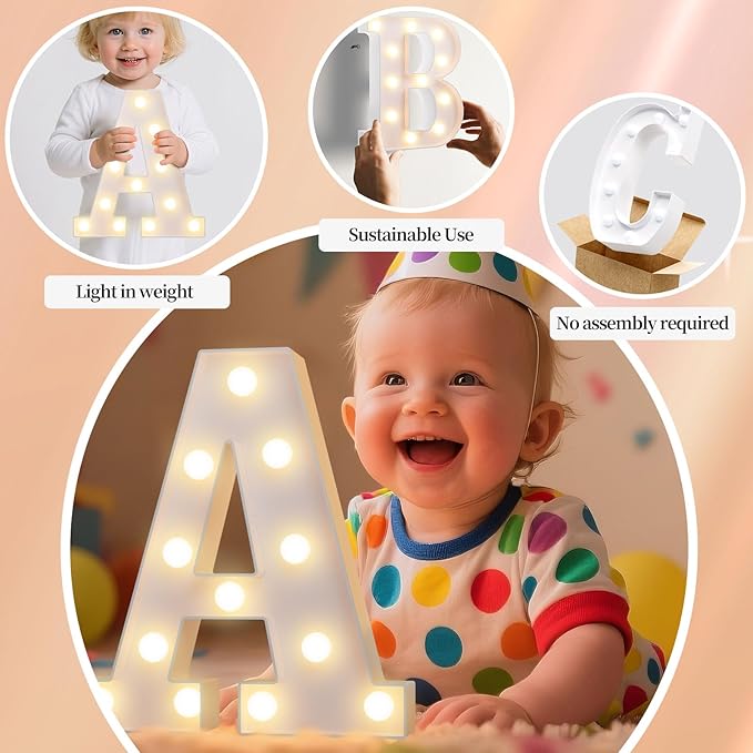 LED Marquee Light Up Letters Sign - Lighted Letters Alphabet for Birthday, Graduation, Bar Wall & Table Party Decor, Wedding Anniversary and Christmas Decorations, Letter N