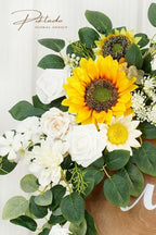 Wedding Decor (Pack of 2) Welcome Sign Flower Backdrop Garland for Ceremony Reception Wall Easel Home Decoration Entryway Faux Outdoor Board Head Table Decor (Sunflower)