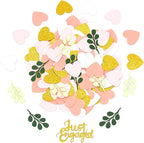 200PC Engagement Confetti for Engagement Party Decorations Sage Green and Pink Gold Heart Just Engaged Table Confetti for Wedding Shower Bachelorette Party Decorations