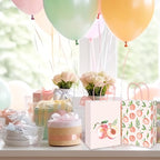JarThenaAMCS 24Pcs Peach Paper Gift Bag Pink Treat Bags with Handles Candy Goodie Bags for Spring Summer Wedding Birthday Bridal Baby Shower Party Favors Supplies
