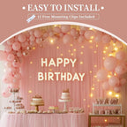 10x10ft Pink Tulle Backdrop Curtain with String Lights, Wrinkle-Free Sheer Wedding Backdrop for Birthday Parties, Baby Showers, Bridal Showers, Photo Shoots and Home Decorations, Pink