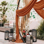 Wedding Arch Draping Fabric 2 Panels 30'' x 18FT Terracotta Sheer Chiffon Arch Drapery for Photo Booth Bridal Shower Baby Shower Church Decor Newborn Photography Christening Outdoor Party