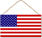 American Flag Door Hanging Sign，Farmhouse Patriotism Artwork Decorations Signs, Framed Indoor Outdoor Decorative Art Ornament for July 4th Independence Day, New Year, Holiday Party, Birthday