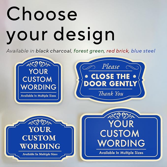 Custom Outdoor Decorative Metal Sign, Personalized Aluminum, Driveway Sign - Waterproof, Made in USA, Blue Steel 12x8 In