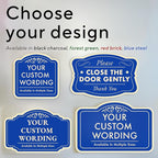 Custom Decorative Outdoor Metal Sign - Personalized Aluminum Driveway Sign, Waterproof, Made in USA - Design 2 Blue Steel 24x18 In