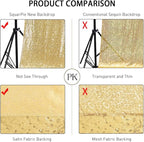 SquarePie Sequin Backdrop Curtain Less See Through Background for Wedding Party 6FT x 6FT Gold