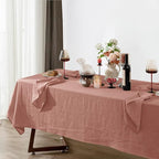 Talasily Linen Tablecloth 100% Pure Linen Table Cloth 60x108 Inches Rectangle Tablecloths Washable Cloths for Kitchen, Dining, Buffet Parties, Holidays, Picnic, Weddings and Restaurants-Muddy Pink