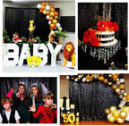 Poise3EHome 2ft x 8ft Black Sequin Photography Backdrop Curtains 2 Panels for Party Decoration, Black
