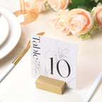 UNIQOOO 12 Pack Gold Birch Wood Stands /1.2mm Slot for Cardstock, Wedding Table Numbers Holders, Photo Holder, Photo Display Stand for Event Decor, Retail Shop, Cafe Restaurant Menu, Business Card, Name Tag