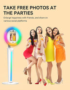 Portable Photo Booth Stand Compatible with 10.2"-12.9" iPad, Large Light Box Music Sync Metal Selfie Photobooth Machine Cyratok Software Control for Events,Rentals & Business Use(Flight Case)