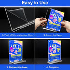 Acrylic Sign Holder 4x6 Inches 24 Pack, Double Sided Clear Display Stand Table Top Sign Paper Holder, Vertical Menu Flyer Holder, Plastic Sign Frame for Stores, Restaurants, Hotels, Office