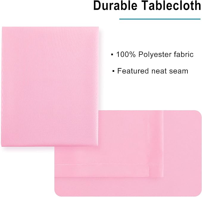 Hiasan Pink Tablecloth for Square Tables - Waterproof and Spillproof Washable Fabric Table Cloth for Dining Room Kitchen Party, 70 x 70 Inch