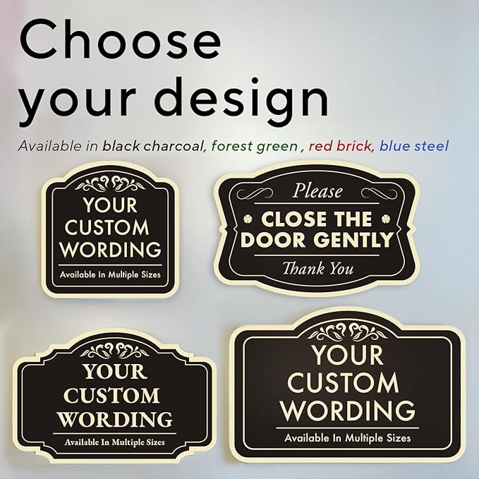 Custom Decorative Outdoor Metal Sign - Personalized Aluminum Driveway Sign, Waterproof, Made in USA - Design 2 Black Charcoal 24x18 In