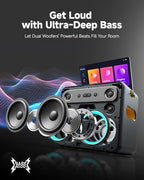 Ikarao Karaoke Machine with Microphone Stand, Portable Bluetooth Speaker for Party, Backyard, Karaoke System with 2 Wireless Microphone for Adults Kids, for Women, Men, Singing Lovers