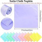 Aneco 12 Pieces Satin Napkins Soft Dinner Napkins Multicolor Square Weddings Table Napkins 17 x 17 Inches for Restaurant Weddings Party Dinner Decoration (Pastel Rainbow)
