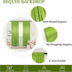 ShinyBeauty 4x10ft Olive Green Sequin Backdrop | 2 Panels Glitter Curtains for Photography, Wedding, Party, and Event Decor