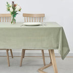 maxmill Lux Faux Linen Table Cloth with Slubby Yarn Textured Weaves Wrinkle Free Anti-Shrink Soft Tablecloth Decorative Table Cover for Dining Room Use Rectangle 60 x 104 Inch Sage Green