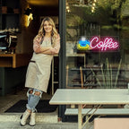 Coffee Neon Sign, Dimmable Coffee Bar Signs for Wall Decor, USB Powered Neon Light Sign with Metal Chain, Led Light Room Decor for Restaurants, Café Shop Window, Office Loung