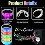 100 Pcs LED Bracelets Sound Activated with Flashing LED Strobe Music Control Light Up Bracelets for Rave, Game Prizes, Birthday Party Favor,Valentine's Day gift