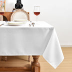 Fitable Faux Linen White Tablecloths for Rectangle Tables - 90 x 156 Inch - 6 Pack Fabric Textured Washable Table Clothes Floor Lenghth Table Covers for Wedding, Party, Banquet, Birthday