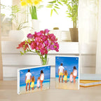 Meetu Acrylic Picture Frame 8x10,Clear Freestanding Double Sided 24mm Thickness Frameless Magnetic Photo Frames Desktop Display with Gift Box Package (2 Pack)