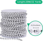 Faux Silver Pearl Beads Garland - 6mm Christmas Tree Beads 22 Yards Spool Pearl String Roll for Wedding Party Christmas Tree Decoration