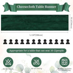 6 Pack Emerald Green Cheesecloth Table Runner 10FT Long Boho Gauze Table Runner Rustic Sheer Runner for Wedding Bridal Baby Shower Birthday Party Table Decor Fall Thanksgiving Christmas Decorations