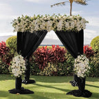 Wedding Arch Draping Fabric 2 Panels 30'' x 18FT Black Sheer Chiffon Arch Drapery for Photo Booth Bridal Shower Baby Shower Church Decor Newborn Photography Christening Outdoor Party