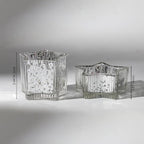 Letine 10pcs Silver Ribbed Star Candle Cups - Assorted Height Tea Light Holders, Votive Candle Holders forWedding, Fall Table Centerpiece, Mercury Glass Lucky Star Jar Decor(Tall 2.44", Short 1.57")