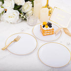 Festiva 200Pcs Gold Dessert Plates 6.3" with Forks 5"- Small Disposable Dessert/Cake/Appetizer Plates Plates- serve 100 guests include 100Plates 100Forks for Wedding Party&Thanksgiving&Christmas