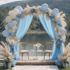 DUOBAO 2 Panels Chiffon Curtains 29"x108" Sheer Backdrop Drape Beach Curtain for Living Room Light Blue Voile Window Drapes for Wedding Ceremony (Sky Blue)