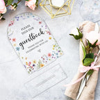 Wedding Sign Decor, Photo Guest Book Sign, 5x7 Inch Arch Acrylic, Wedding Sign for Reception & Event, Bridal Shower Decorations, Wedding Table Sign Accessories for Anniversary And Party (Flower)