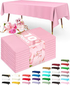 Pureegg Plastic Table Cloth Disposable 10 Pack, 54 x 108 Inch Table Cloths, Easter Party, Valentines, Mothers Day Decorations, Tablecloths, Rectangle, Pastel Plastic Cover, Leakproof & Sturdy, Pink