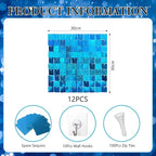 12PCS Lake Blue Shimmer Wall Backdrop, Laser Square Sequin Photo Backdrops Panel, Glitter Wall Background for Birthdays, Weddings, Christmas, Engagements, Disco Bachelorette Party Decoration (3FTx4FT)