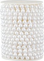 48 Feet Faux Pearl Beads Garland 8mm Craft String Pearls for Wedding Centerpiece Christmas Tree and Flowers Decoration DIY (White)