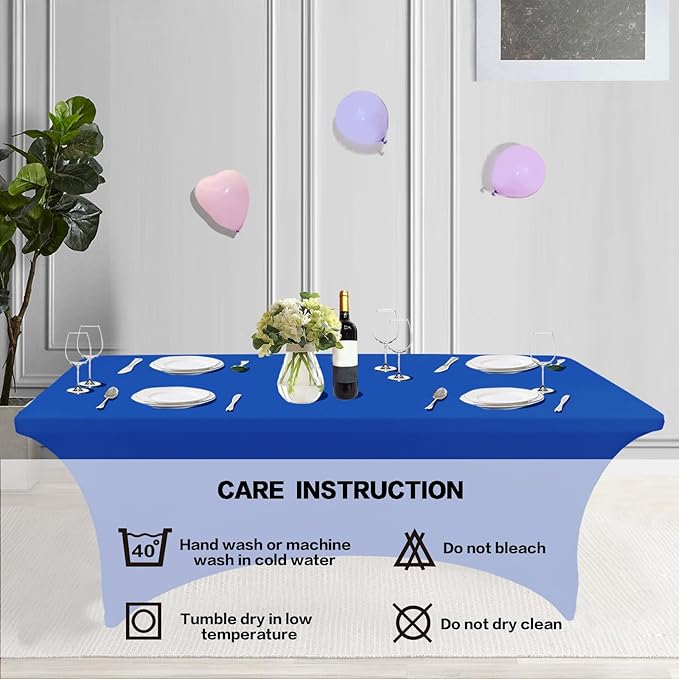 IVAPUPU 8FT Table Cloth for Rectangular Fitted Events Stretch Fuchsia Table Covers Washable Cover Spandex Tablecloth Protector for Party, Wedding, Cocktail, Banquet, Festival