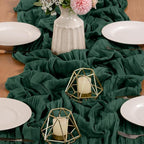 MLMW Christmas Table Runner Cheesecloth Emerald Green Table Runner Boho Cheese Cloth Gauze 160 inch Rustic 13.3ft for Party Wedding Baby Bridal Shower Birthday