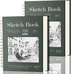 SuFly Small Sketch Book 5.5"x8.5", 2-Pack Mini Sketchbook, Spiral Bound Sketchbook Hardcover with 200 Sheets of 68lb/100gsm Mini Drawing Pad Paper, Small Sketch Pads for Drawing for Adults & Kids.