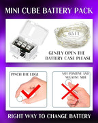 20 Pack Fairy Lights Battery Operated 60 Extra Batteries, 3 Modes 6.5ft 20 LED Mini String Lights, Waterproof Silver Wire Firefly Starry Lights for DIY Wedding Christmas Party, Purple