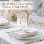 Wedding Table Numbers 1-15 Clear Acrylic Seating Number Signs for Weddings Reception Anniversary Party Decor Seat Number for Tables with Elegant Gold Lettering