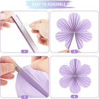 SUNBEAUTY 9 PCS Flower Party Decorations Paper Fans Classroom Decoration Paper Floral Backdrop Decor Paper Fans Decoration Hanging Paper Fans