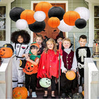 Orange Black White Paper Lanterns Decorative 12pcs Halloween Hanging Decorations for Graduation Thanksgiving Birthday Party Decorations