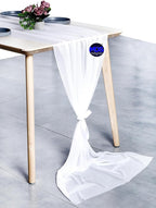MDS 10 Pack 10ft Chiffon Table Runner 29 x 120 Inches Sheer Wedding Runner Romantic Rustic Table Runner for Wedding Decorations, Birthday Parties, Bridal Shower Party Arch Decor - White