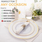 50Guests Pre Rolled Gold Plastic Silverware Sets - Heavy Duty Gold Cutlery - Include 50 Pack Wrapped Disposable Utensils with Napkins for Parties, Dinners & Weddings