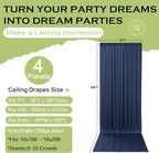 PartyVillage 20ft×15ft Navy Blue Backdrop Curtain for Wedding Parties, 4 Panels Wrinkle Free 15 FT Long Polyester Photo Backdrop Drapes Back Drop Cloth for Birthday Photography Background