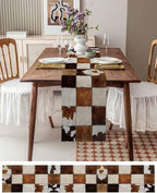 Abstract Cowhides Cotton Linen Table Runner for Dining Kitchen, Wedding Outdoor Party Tablerunners Decoration, Brown Beige Animal Fur Texture Dresser Scarf Coffee Tablecloth Runners 13x36 Inches