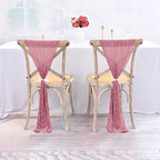 50 PCS Cheesecloth Chair Sashes Bows Wedding Aisle Decorations Chair Ribbon Ties Back Sash for Wedding Party Events Banquet Chair Cover Decoration (Dusty Rose)