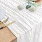 Asee'm Cheesecloth Table Runner 120 Inches Long Ivory Boho Gauze Cheese Cloth Runner 10FT Rustic Sheer Fall Table Runners for Thanksgiving Wedding Party Baby Shower Decoration